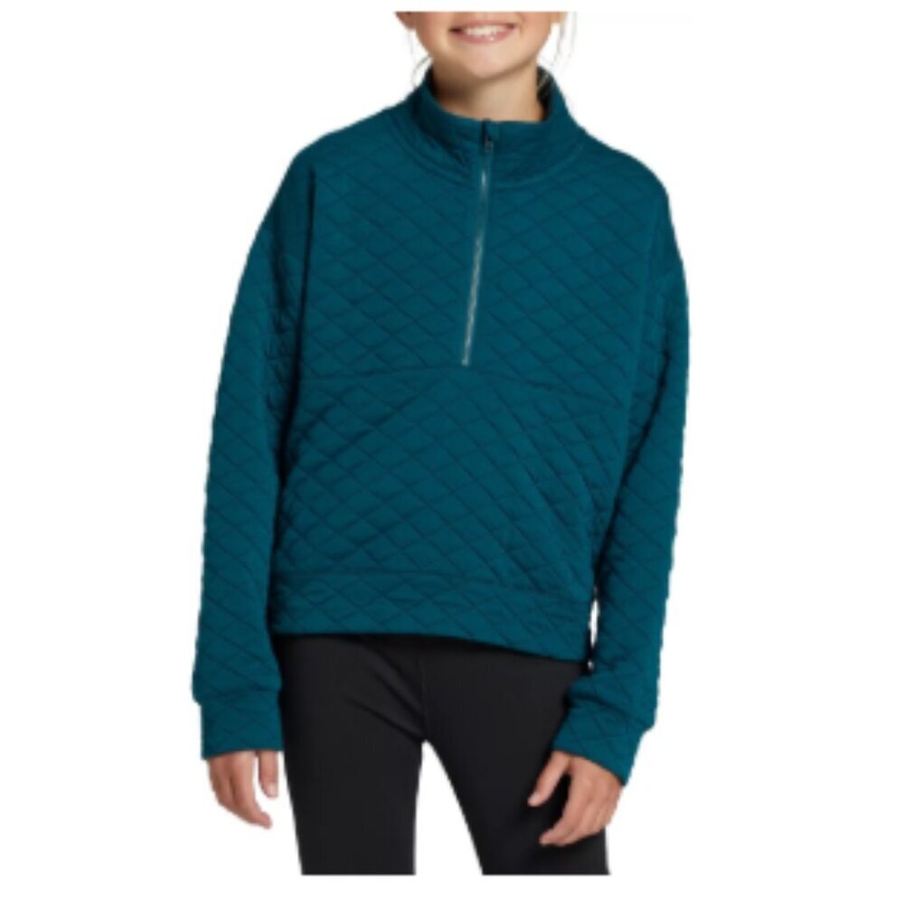 DSG Girls' Teal Jacquard Fleece ½ Zip Pullover Size Large Activewear Comfy Cozy